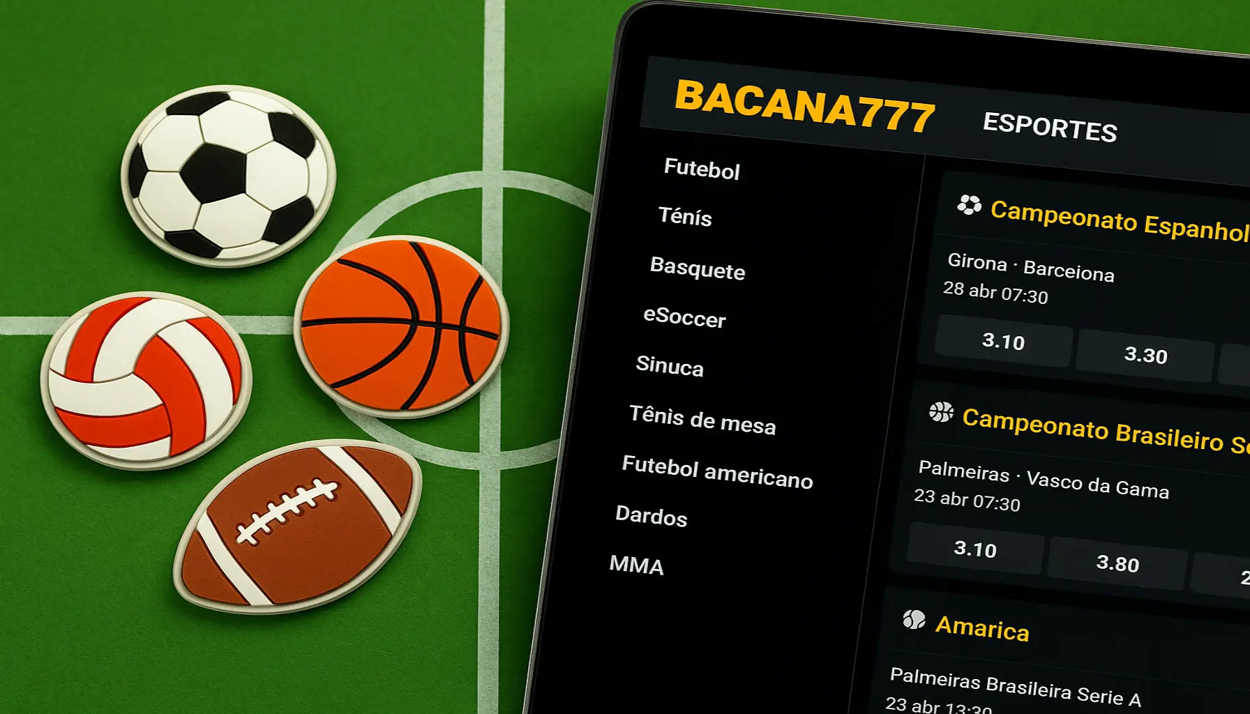 Aposte em apostas esportivas no cassino online BACANA777